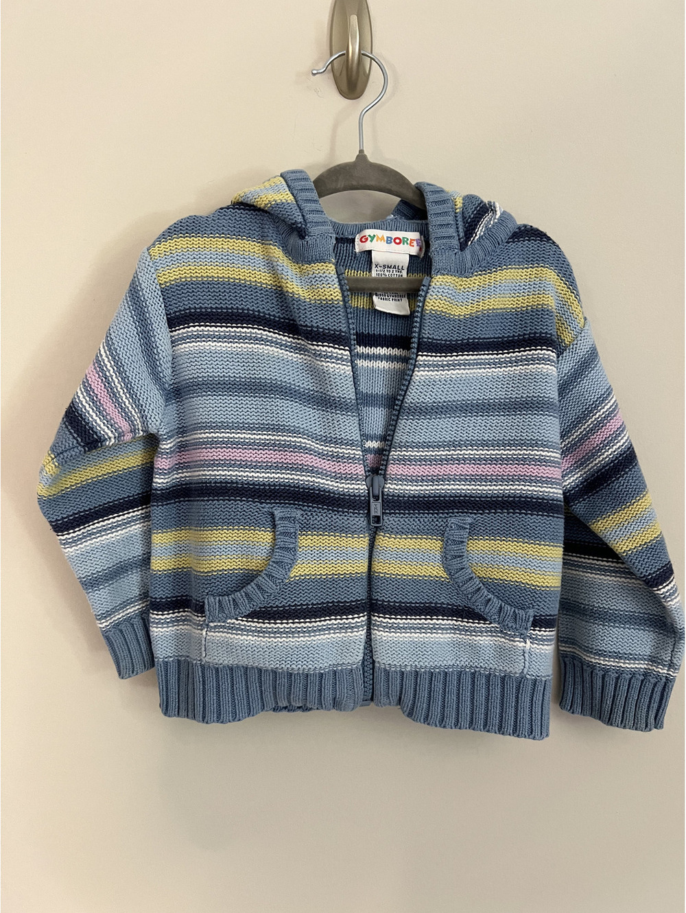 Vintage Rainbow Tag Gymboree 1999 Cotton Knit Zip Up Sweater Hoodie